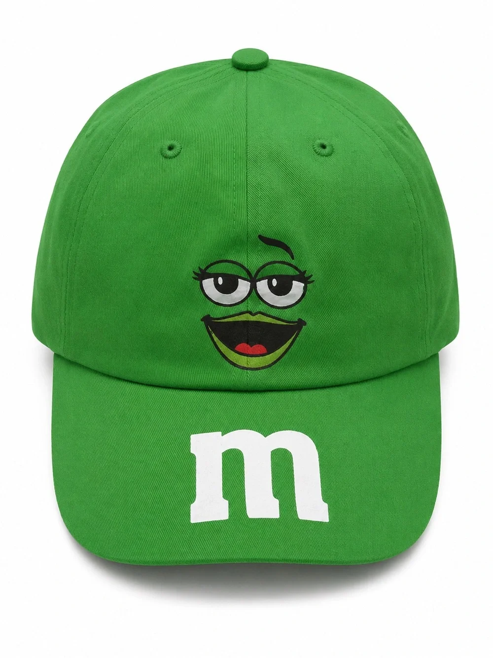 M&M'S Green Character Adjustable Baseball Cap with White 'm' Logo one size.